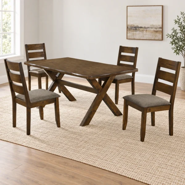 Alston 5 Piece Brown Farmhouse Dining Set By Coaster Furniture - Image 2