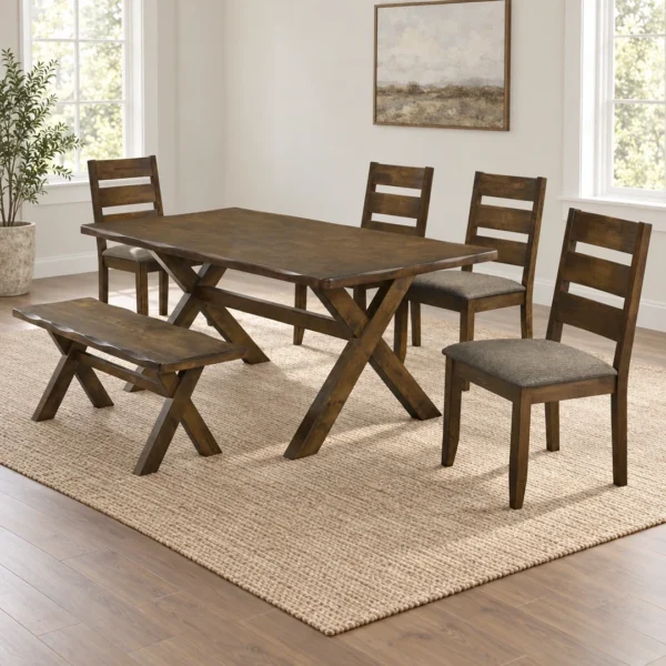Alston 6-Piece Brown Dining Set By Coaster Furniture - Image 2