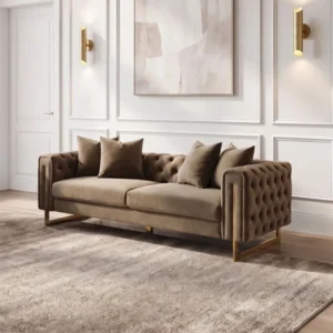 Avara Tufted Brown Velvet Sofa by Furniture of America