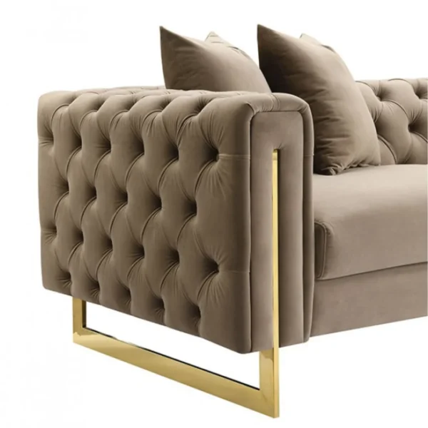 Avara Tufted Brown Velvet Loveseat by Furniture of America - Image 6
