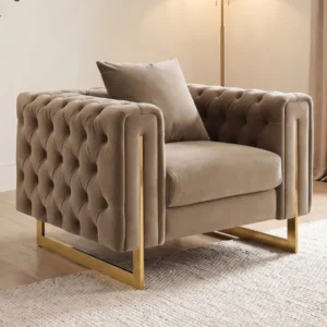 Avara Tufted Brown Velvet Armchair by Furniture of America