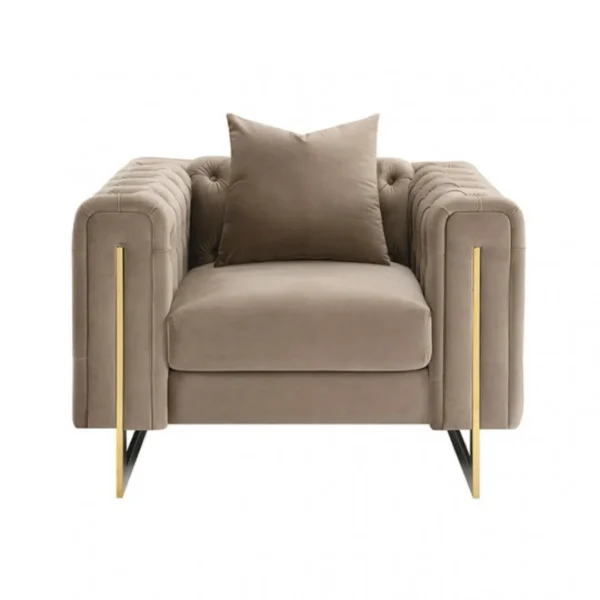 Avara Tufted Brown Velvet Armchair by Furniture of America - Image 4